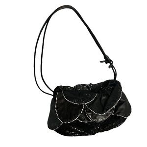VTG 70s 80s Rita Diana Mylinka black shiny glamour shoulder bag purse nye